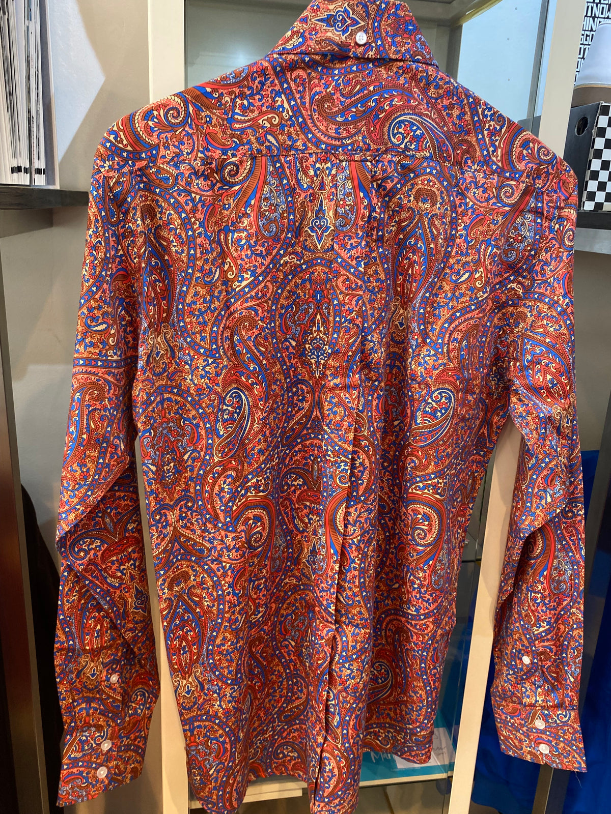 Relco Paisley Cotton Long-Sleeved Shirt, Orange