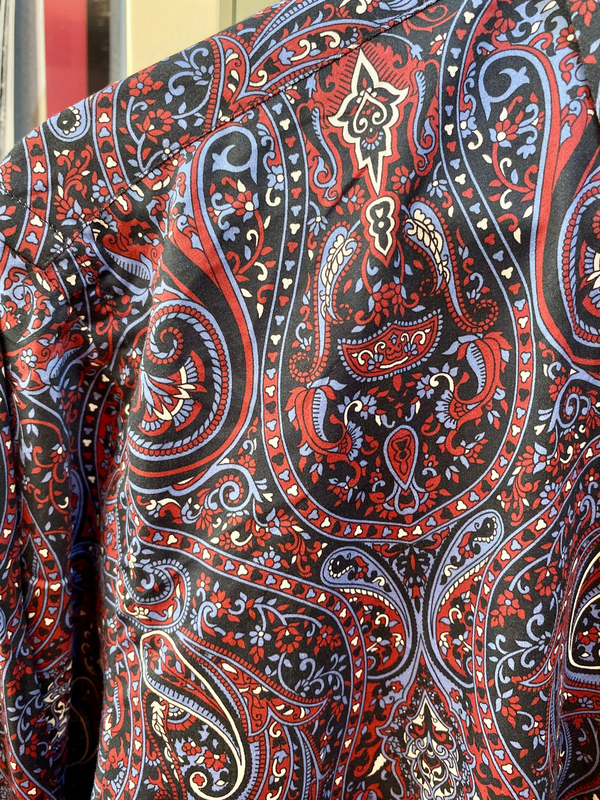 Relco Paisley Cotton Long-Sleeved Shirt, Navy
