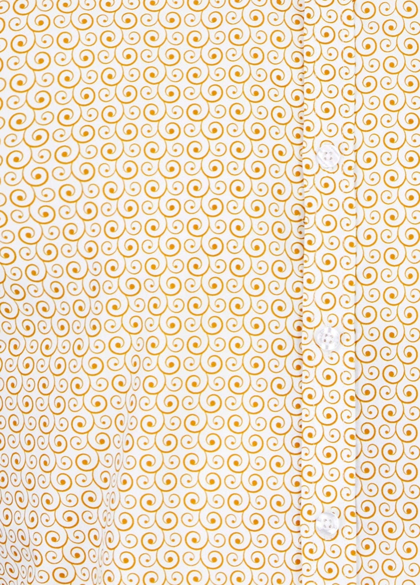 Merc ‘Ogden’ Short Sleeved Print Shirt, Ochre