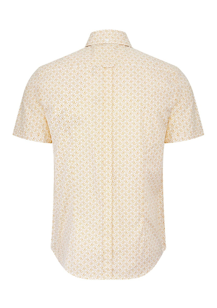 Merc ‘Ogden’ Short Sleeved Print Shirt, Ochre