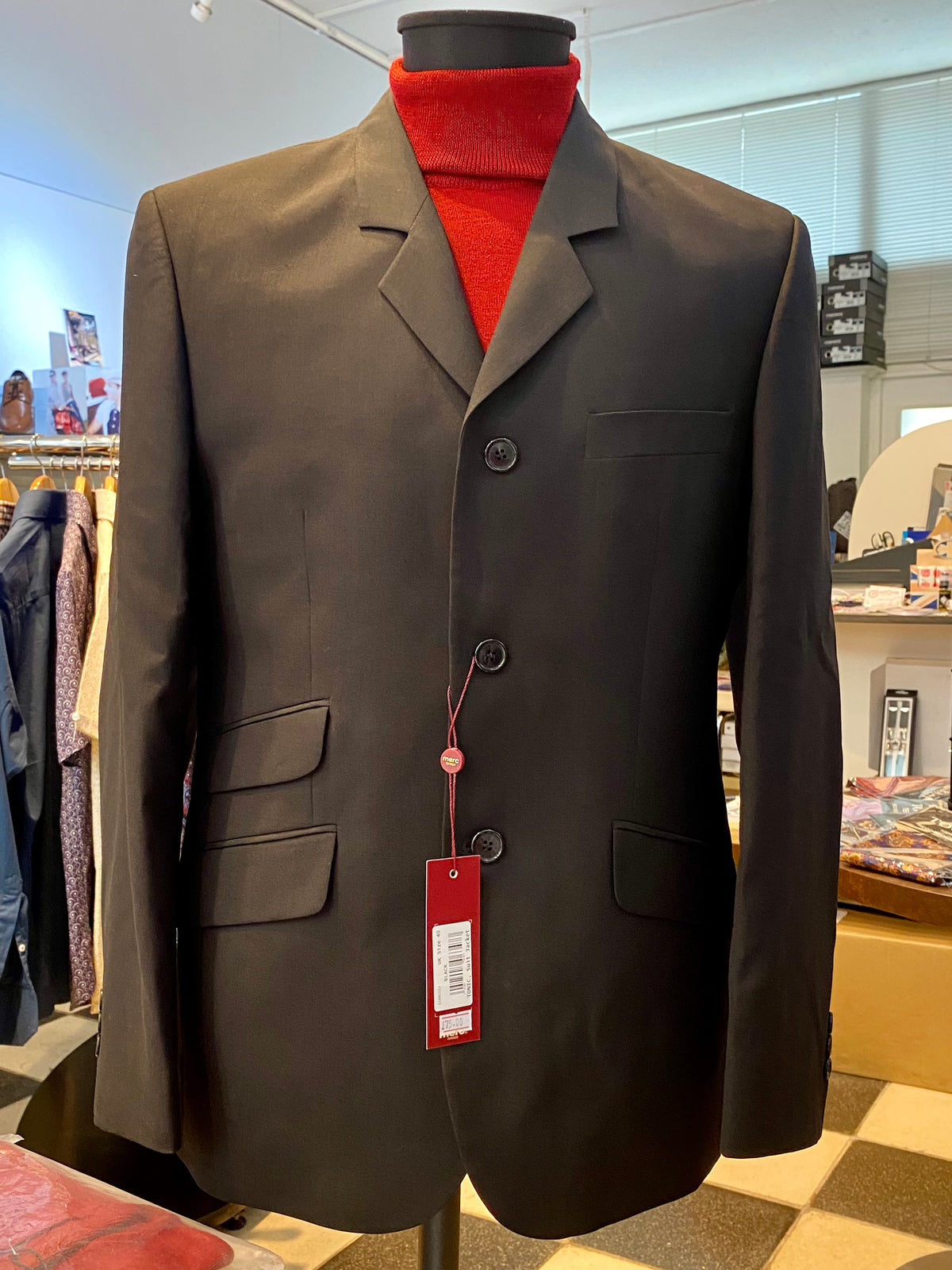 Merc 3 Button Formal Tonic Mod Style Jacket, Black