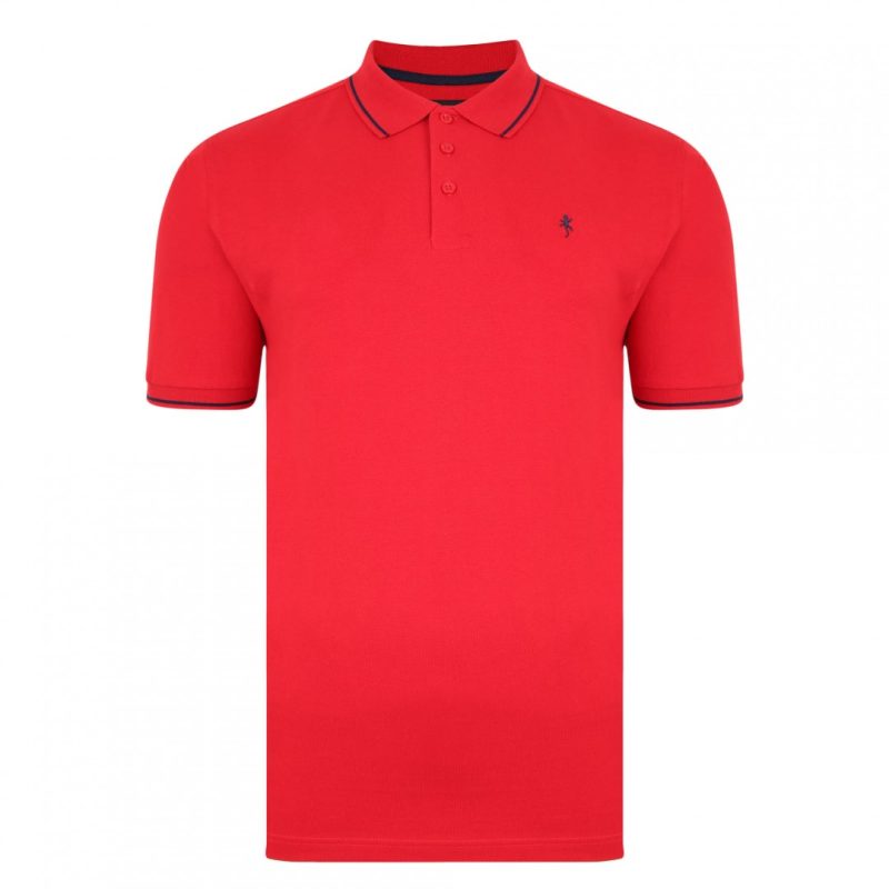 SALE Cherry Red Polo Shirt With Black Tips, From Lizard King