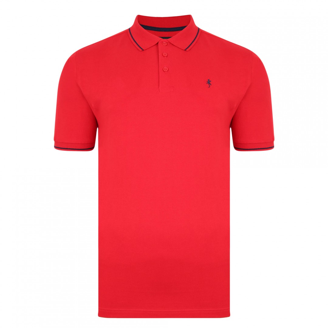 Cherry Red Polo Shirt With Black Tips, From Lizard King – Mod One
