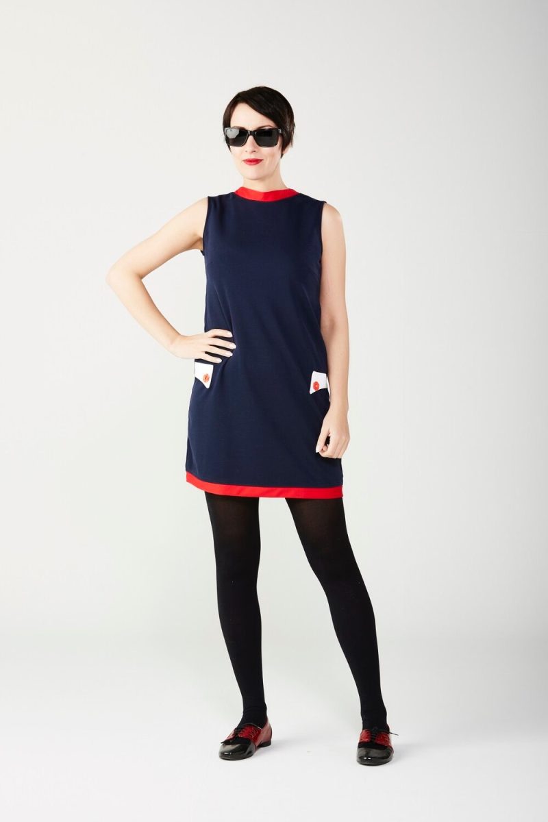 Love Her Madly ‘Bobbi’ Navy Shift Dress with Red & White - Image 3