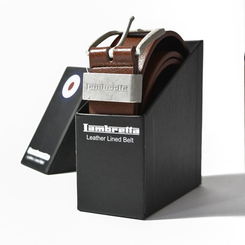 Leather Lined Boxed Belt from Lambretta, Tan - Image 4