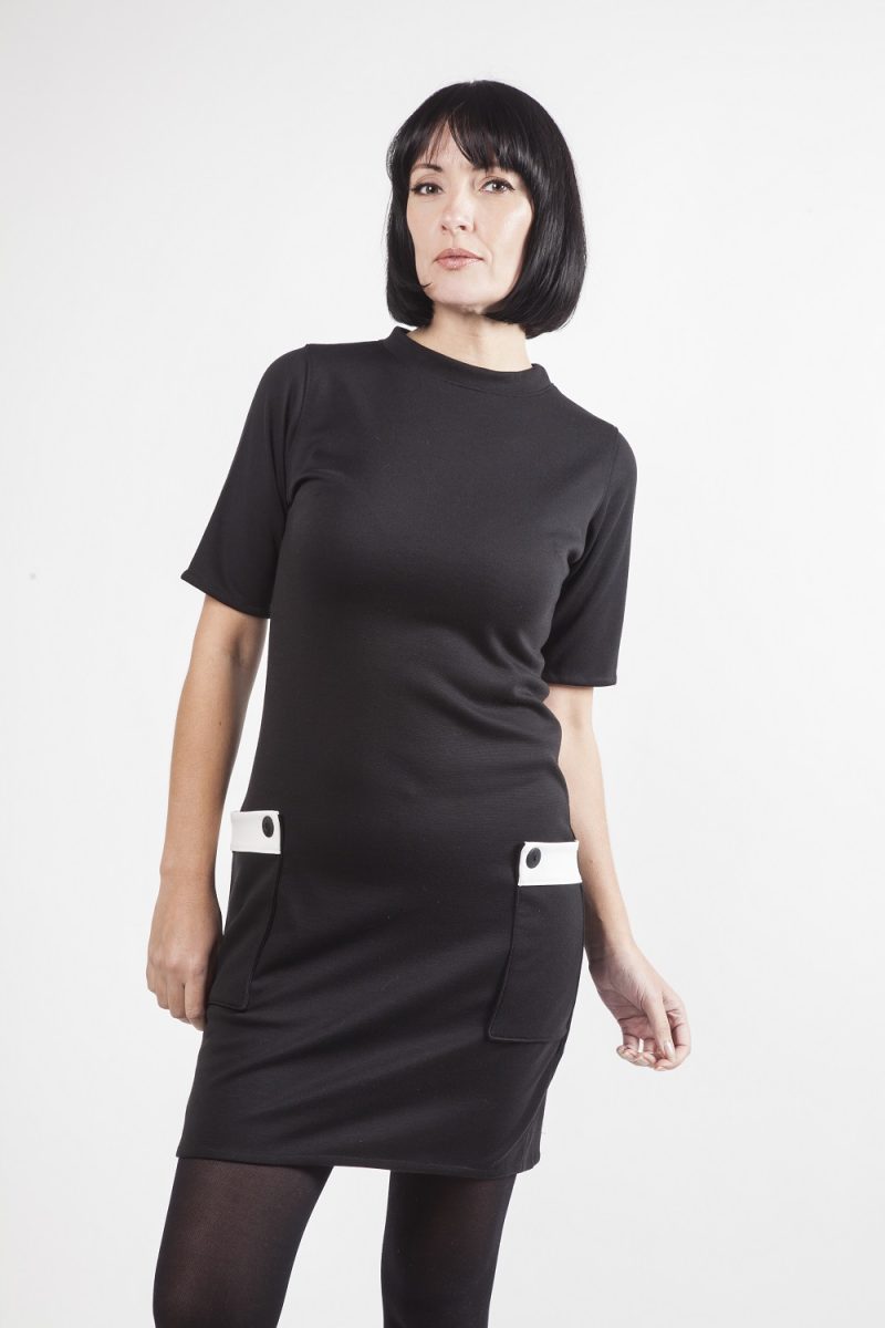 Love Her Madly ‘Nina’ Mod Dress, Black with White Detail - Image 3