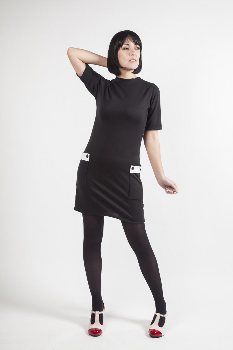Love Her Madly ‘Nina’ Mod Dress, Black with White Detail