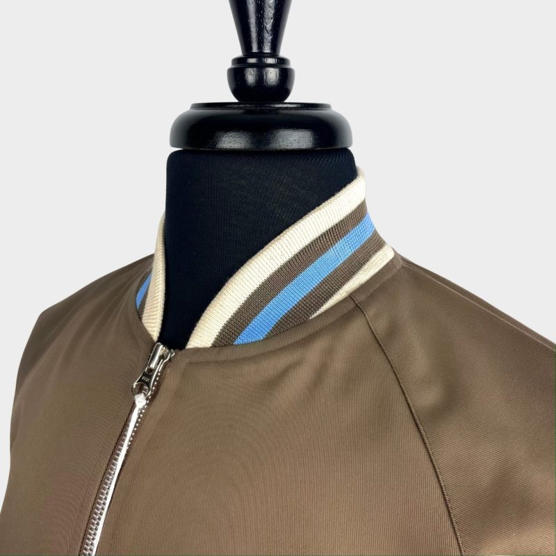 Monkey, Bomber Jacket from Real Hoxton, Pale Chocolate with Blue & Cream - Image 2