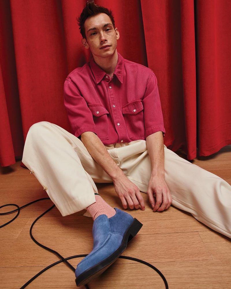 Hush Puppies Elvis Collection, Blue Suede Slip On Shoes - Image 2