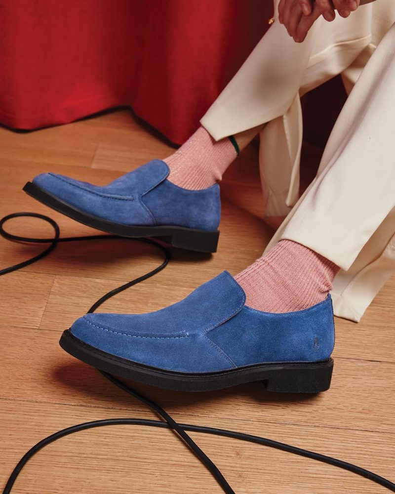 Hush Puppies Elvis Collection, Blue Suede Slip On Shoes - Image 4