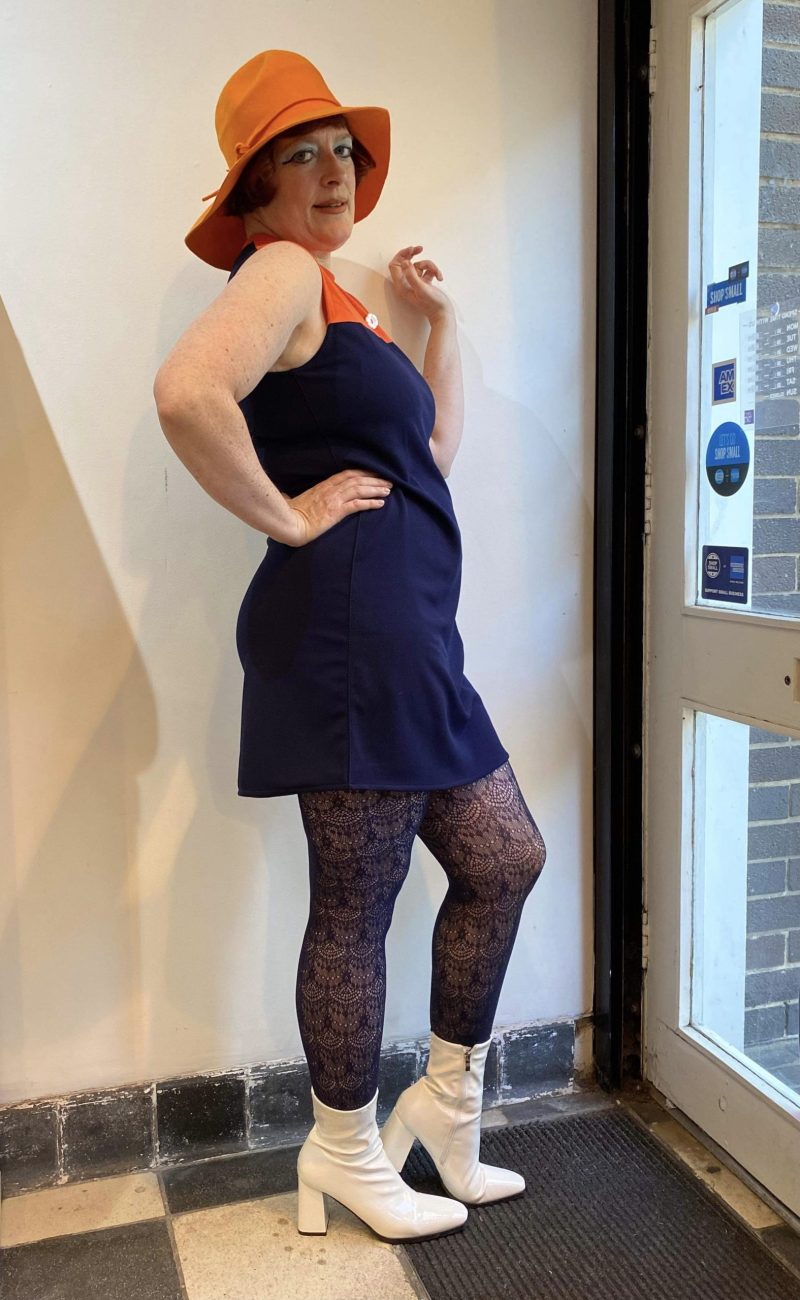 Love Her Madly ‘Layla’ Shift Dress, Orange & Navy - Image 7