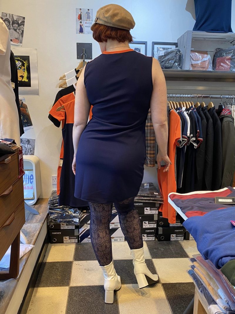 Love Her Madly ‘Layla’ Shift Dress, Orange & Navy - Image 6