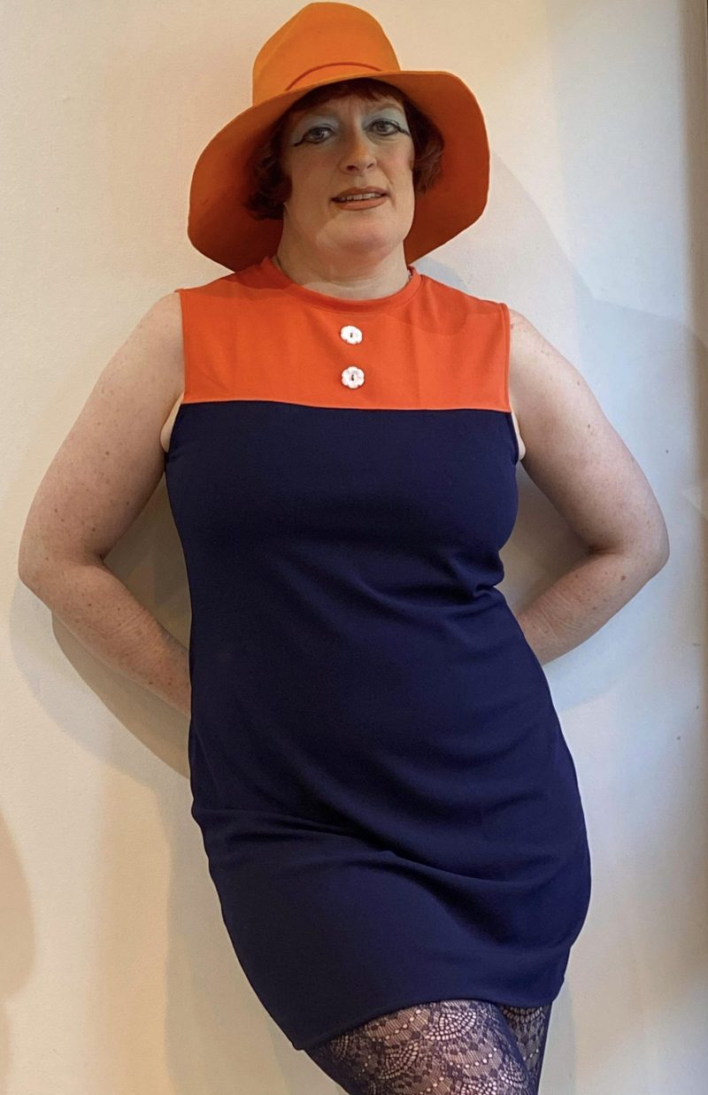 Love Her Madly ‘Layla’ Shift Dress, Orange & Navy - Image 3
