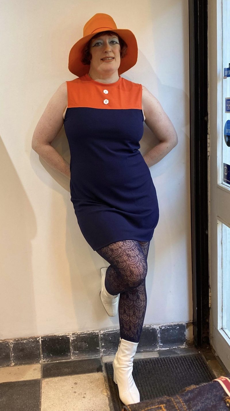 Love Her Madly ‘Layla’ Shift Dress, Orange & Navy - Image 4