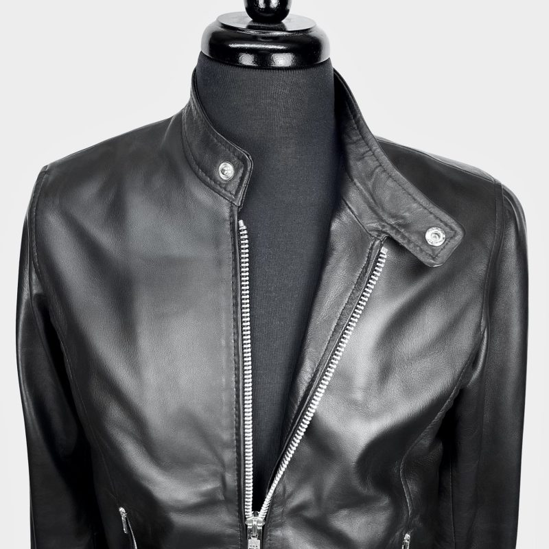Black Leather Cafe Racer Jacket from Real Hoxton - Image 2