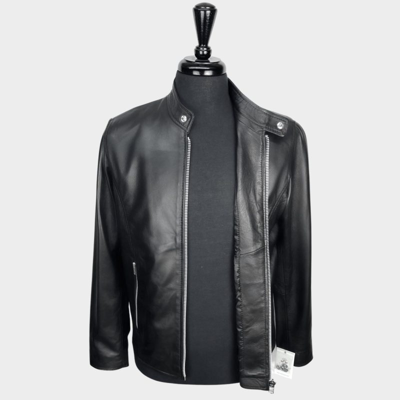 Black Leather Cafe Racer Jacket from Real Hoxton - Image 3