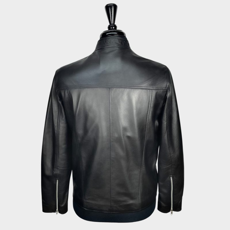 Black Leather Cafe Racer Jacket from Real Hoxton - Image 6