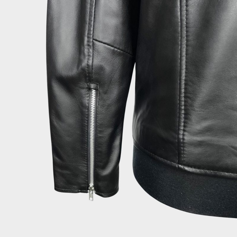 Black Leather Cafe Racer Jacket from Real Hoxton - Image 4