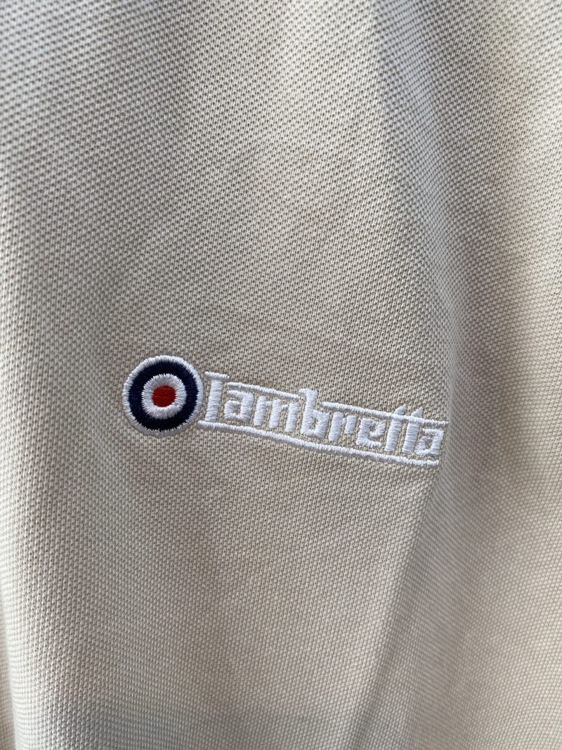 SALE Twin Tipped Polo Shirt from Lambretta, Silver (Beige with brown & navy) - Image 3