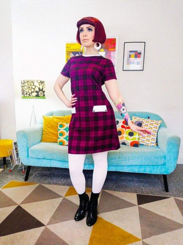 Love Her Madly ‘Lydia’ Tartan Shift Dress, Crimson - Image 2