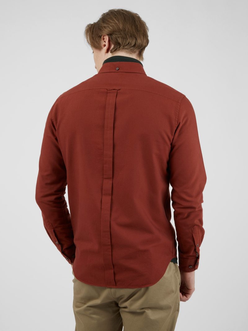 Ben Sherman Long-Sleeved Cotton Oxford Style Shirt, Burnt Orange - Image 3