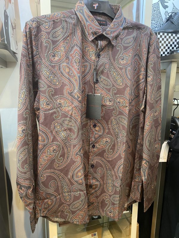Lizard King Paisley Print Long Sleeve Shirt, Damson