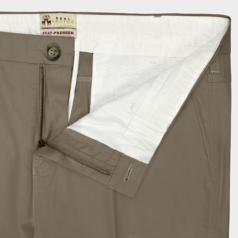 Sta-Press Trousers from Real Hoxton, Khaki - Image 4