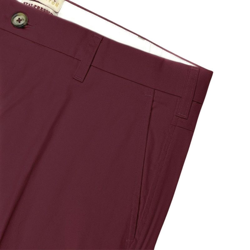 Sta-Press Trousers from Real Hoxton, Maroon - Image 3