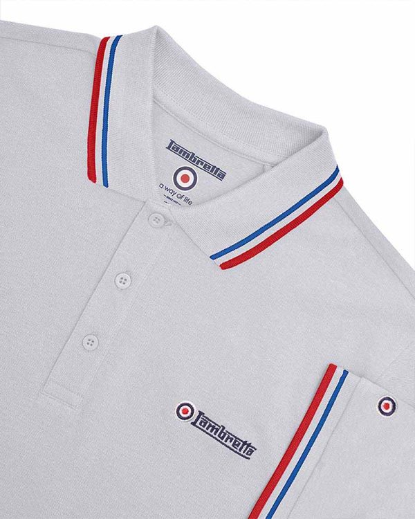 SALE Twin Tipped Polo Shirt from Lambretta, Grey - Image 2