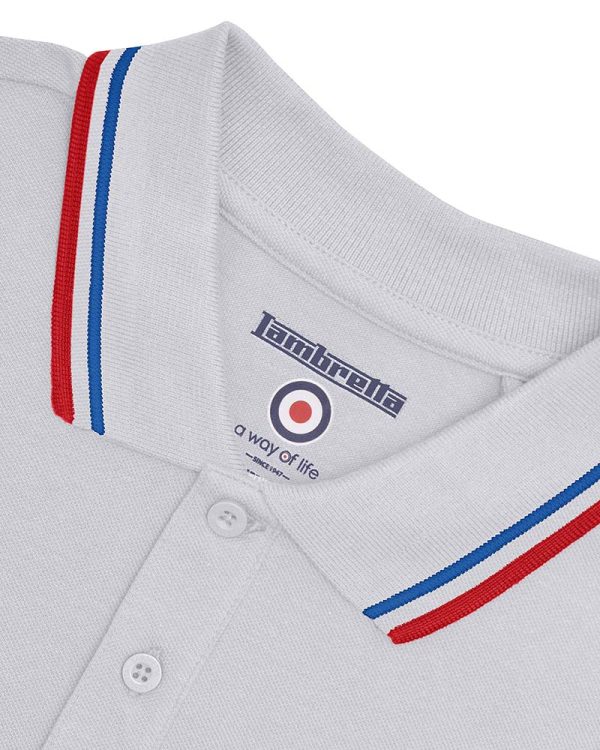 SALE Twin Tipped Polo Shirt from Lambretta, Grey - Image 3