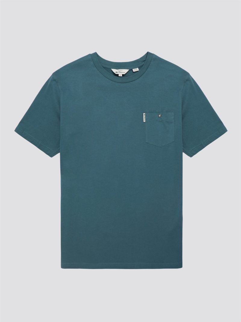 Ben Sherman Signature T-Shirt with Chest Pocket, Teal - Image 4