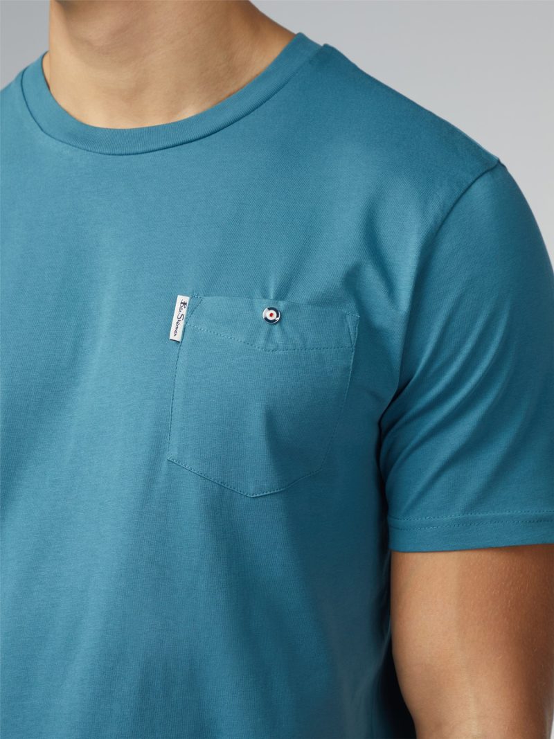 Ben Sherman Signature T-Shirt with Chest Pocket, Teal - Image 5