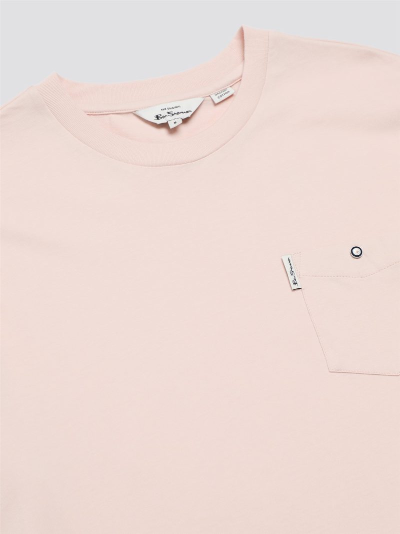 Ben Sherman Signature T-Shirt with Chest Pocket, Pale Pink - Image 5