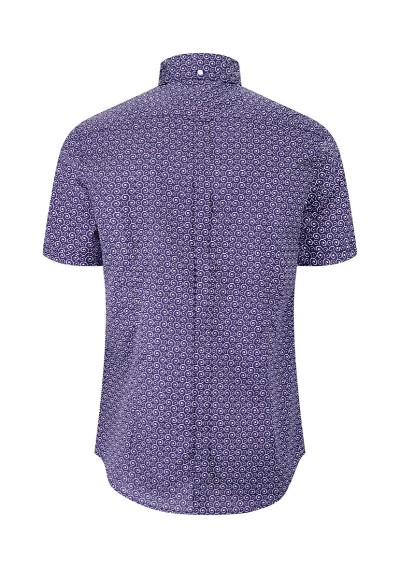 Merc ‘Ogden’ Short Sleeved Print Shirt, Navy - Image 3
