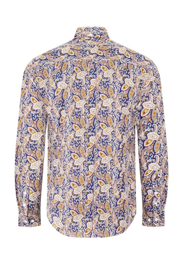Merc ‘Meldon’ Paisley Shirt, Navy - Image 3
