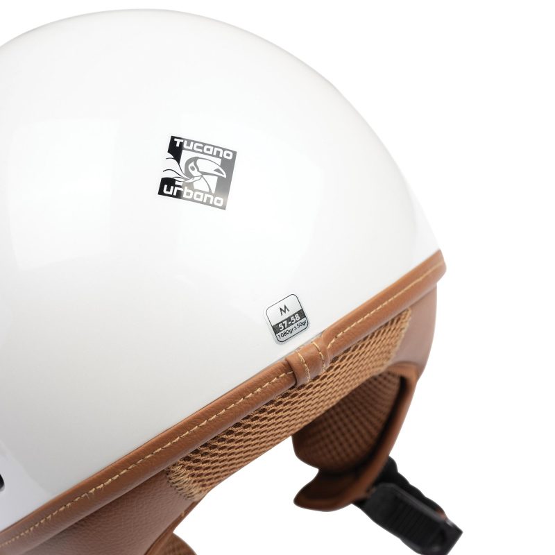 Tucano Urbano El’ Jettin 6.0 Heritage Style Demi-Jet Helmet, Glossy Pearl White - Image 5
