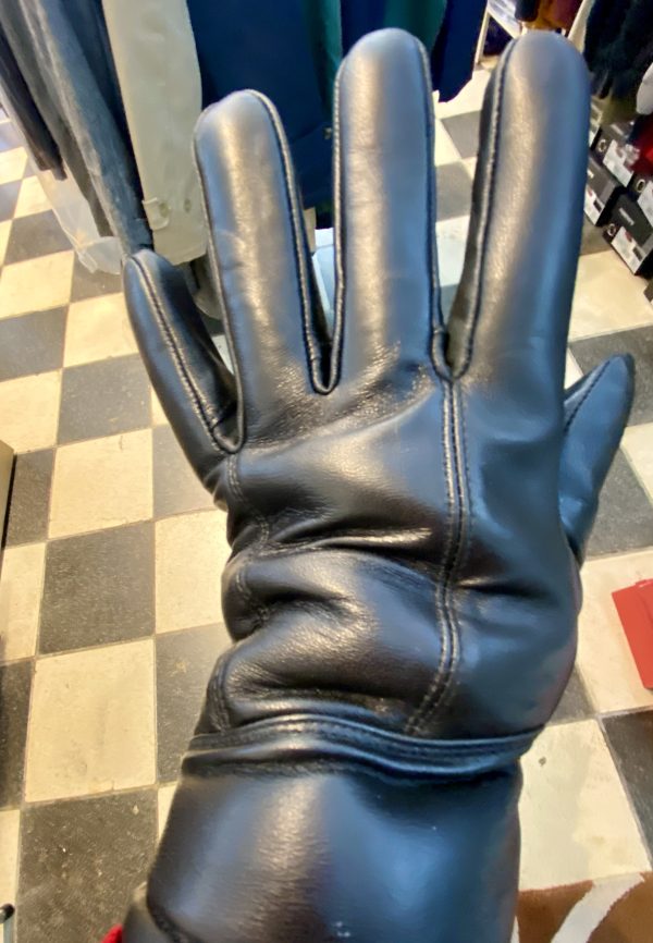 Men’s Leather & Lambswool Gloves, Black - Image 8