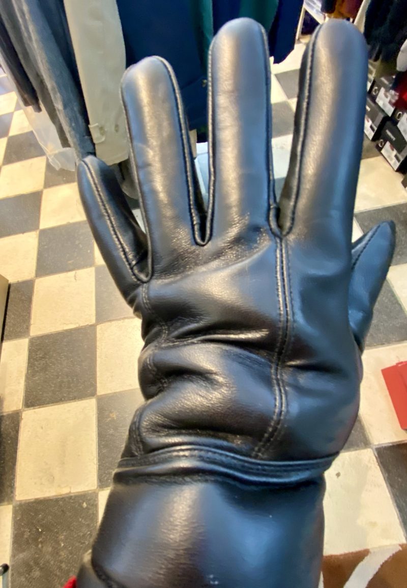 Men’s Leather & Lambswool Gloves, Black - Image 8