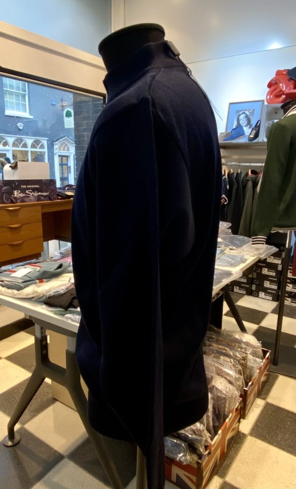 Franco Ponti Zip Neck Merino Mix Jumper, Dark Navy - Image 6