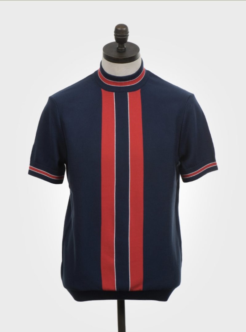 Art Gallery ‘Rael’ Knitted T-Shirt, Navy Blue