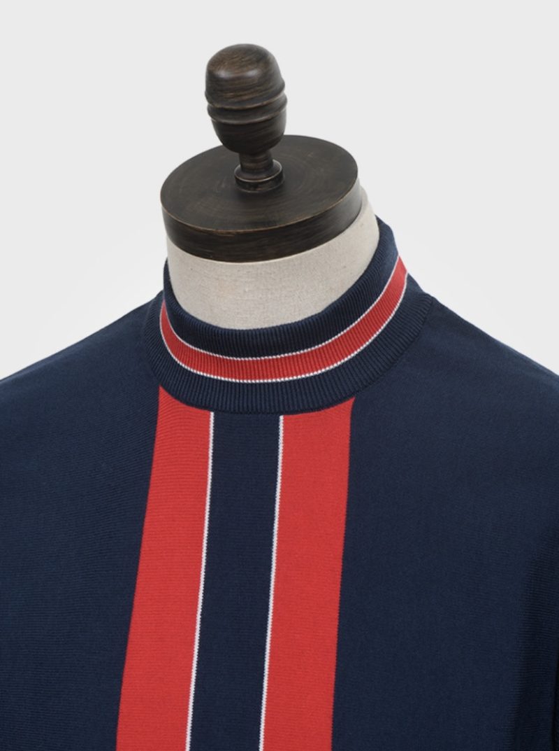 Art Gallery ‘Rael’ Knitted T-Shirt, Navy Blue - Image 2