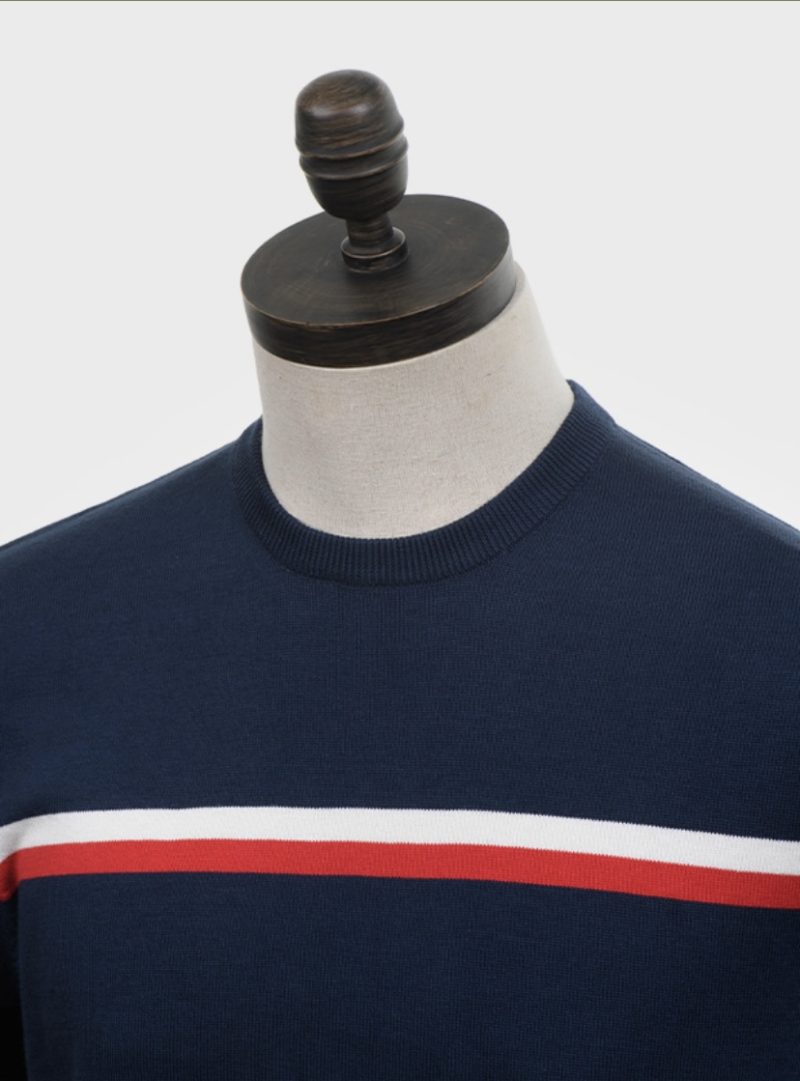 Art Gallery ‘Higgins’ Knitted T-Shirt, Navy Blue - Image 3