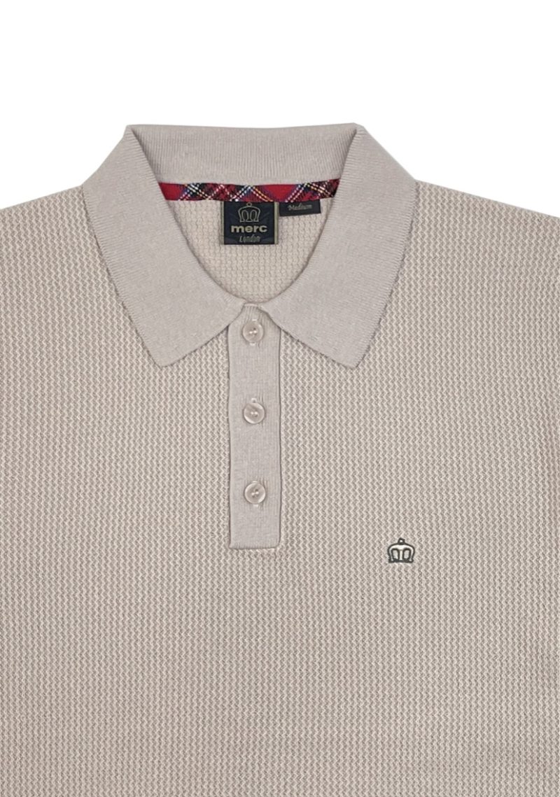 Merc ‘Jamie’ Knit Polo Shirt, Cream - Image 2