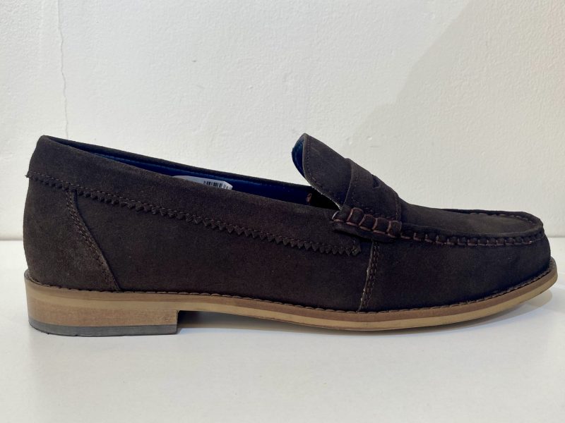 Roamers Dark Brown Suede Slip On Loafer Shoes - Image 2