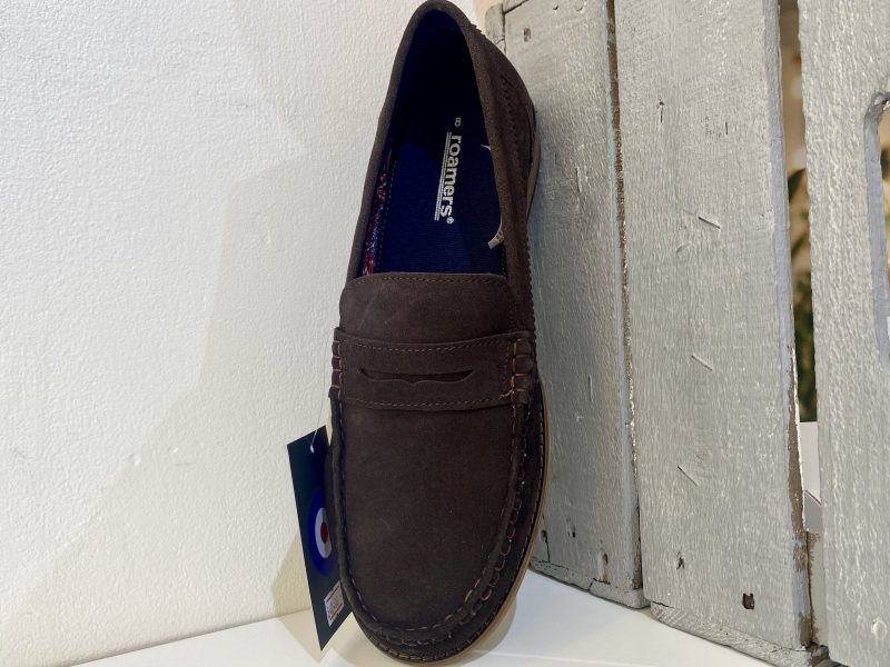 Roamers Dark Brown Suede Slip On Loafer Shoes - Image 4
