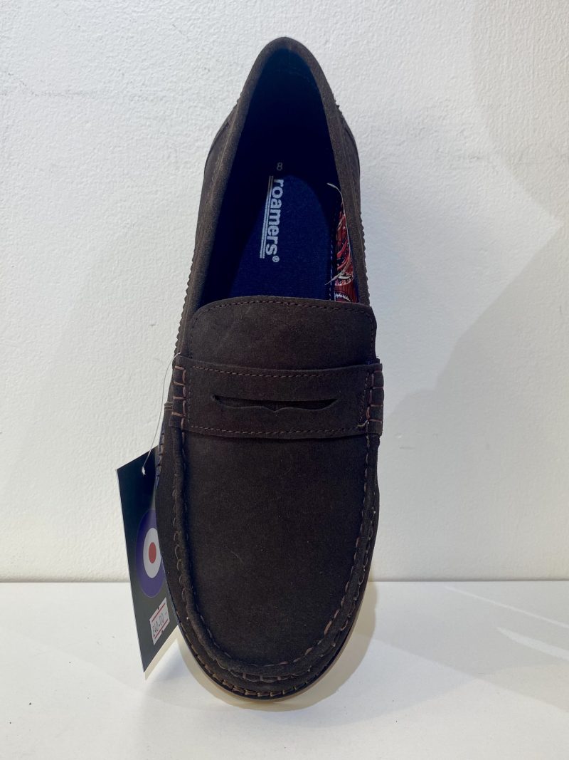 Roamers Dark Brown Suede Slip On Loafer Shoes - Image 5