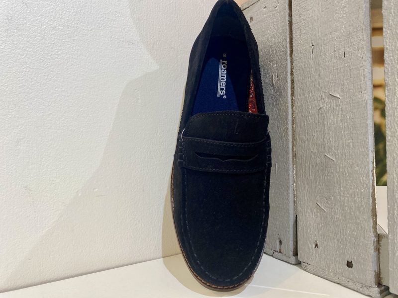 Roamers Black Suede Slip On Loafer Shoes - Image 4